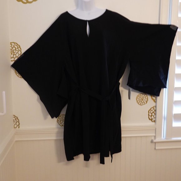 (NWT) Natori Solid Crepe Dress Black Kimono Midi Dress 2X - Picture 4 of 16
